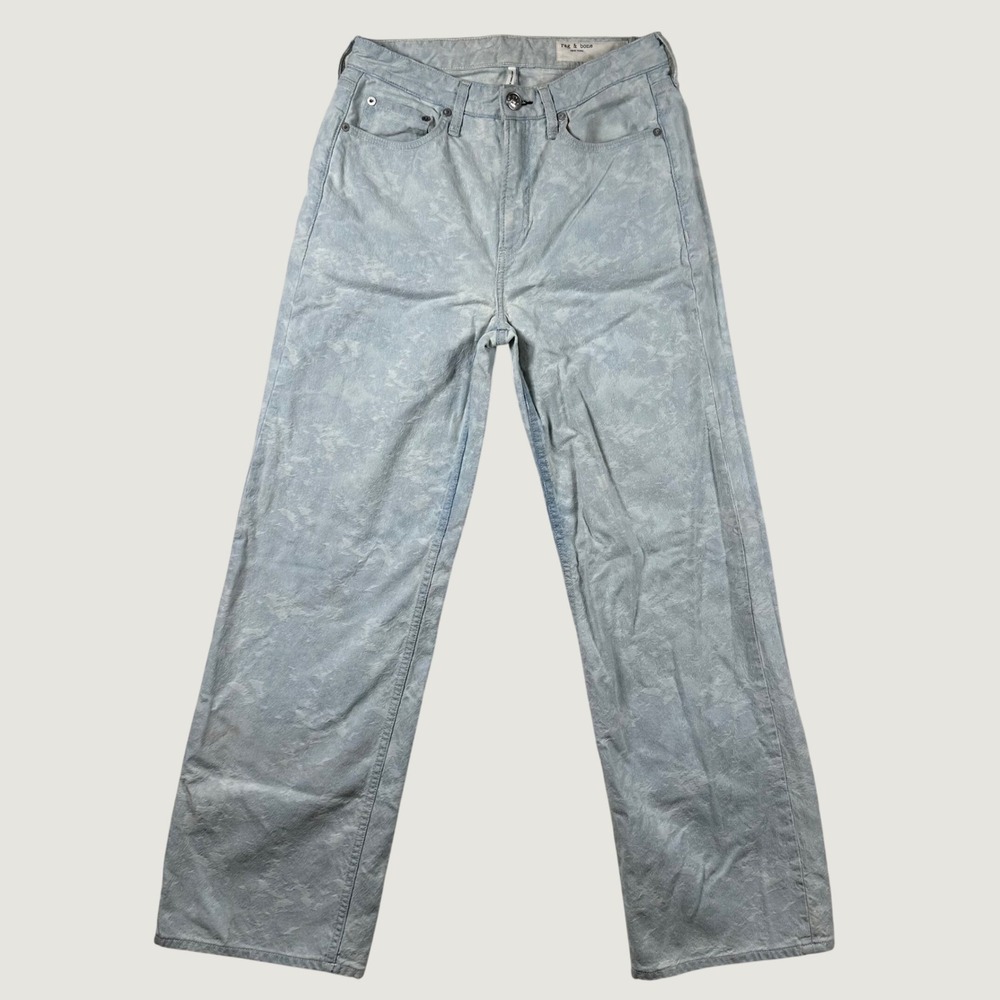Rag & Bone Logan High Waisted Wide Leg Jeans Faded Jacquard Print 26x30 Textured